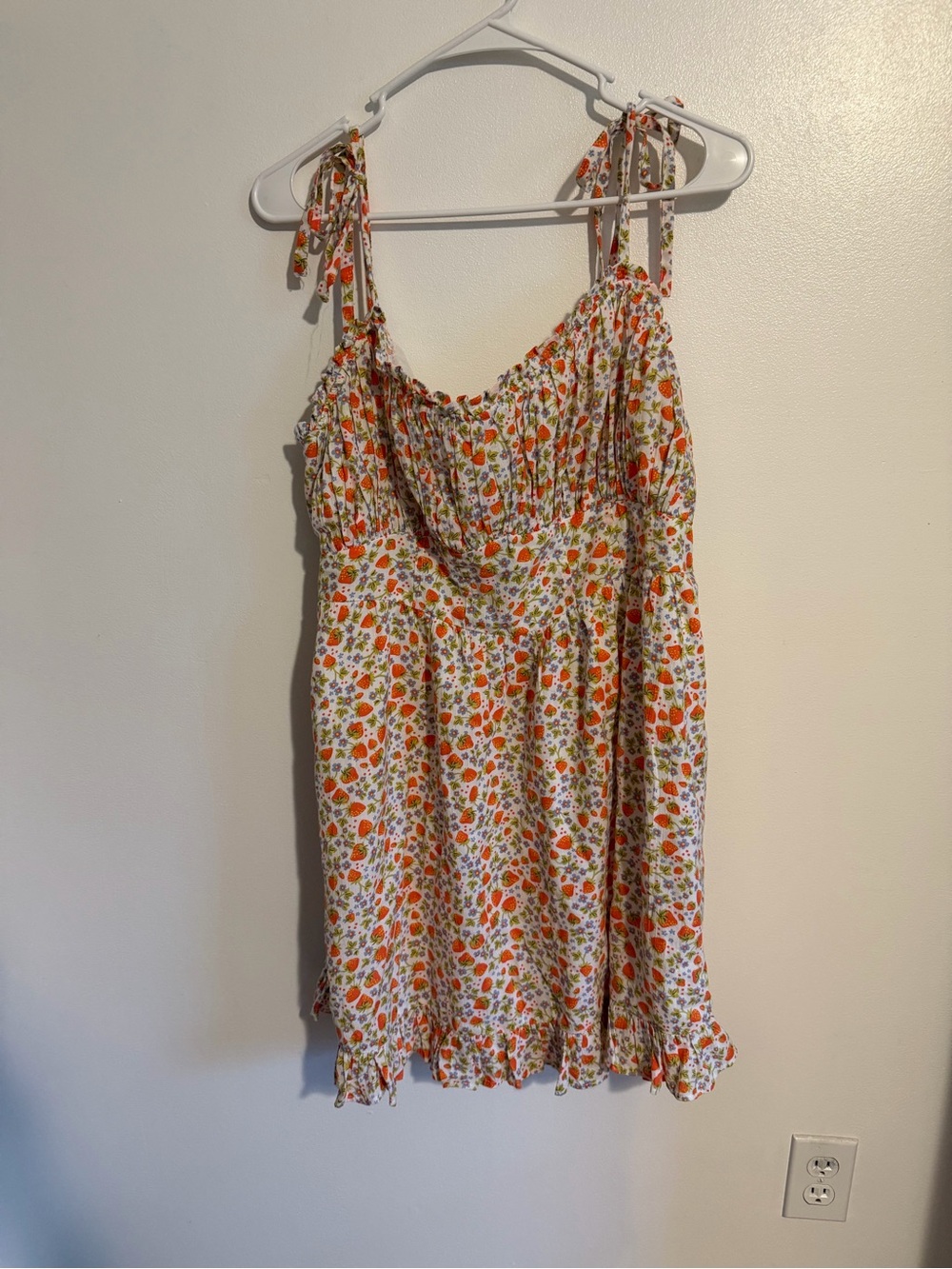 Aerie Strawberry Print Smocked Mini Dress